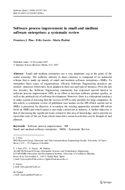 (PDF) Software process improvement in small and medium software ...