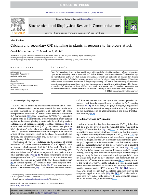 (PDF) Calcium and secondary CPK signaling in plants in response to ...
