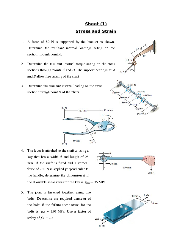 (DOC) Sheet (1) Stress and Strain