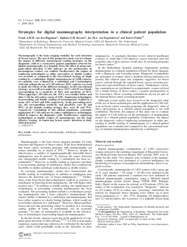 (PDF) Strategies for digital mammography interpretation in a clinical ...