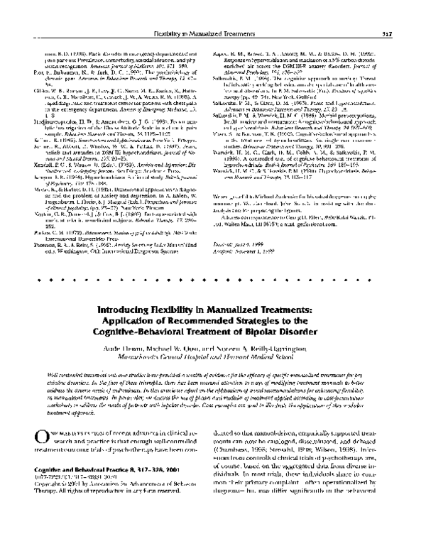 (PDF) Introducing flexibility in manualized treatments Application of