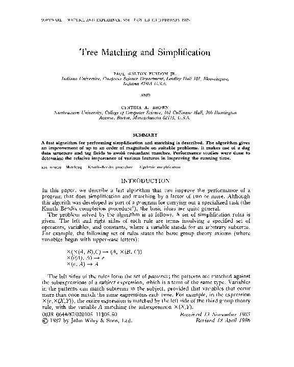 (PDF) Tree matching and simplification