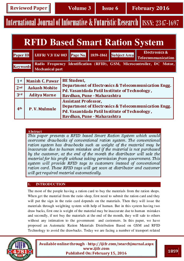 Smart Ration Card System Using Rfid And Biometrics Co vrogue.co