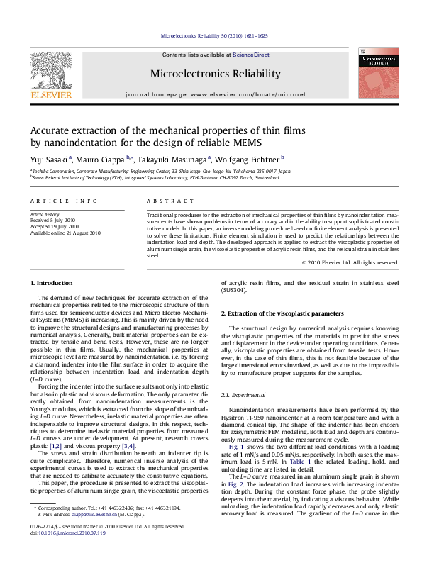 (PDF) Accurate extraction of the mechanical properties of thin films by ...