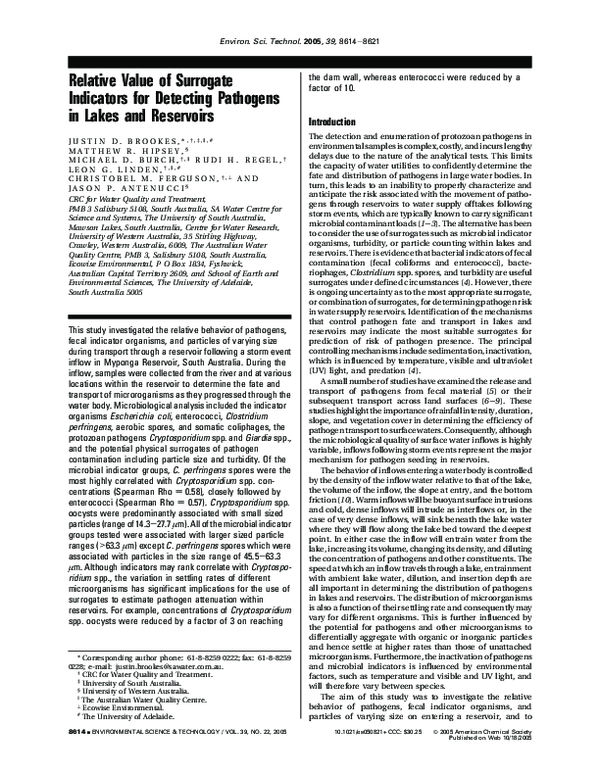 (PDF) Relative Value of Surrogate Indicators for Detecting Pathogens in ...