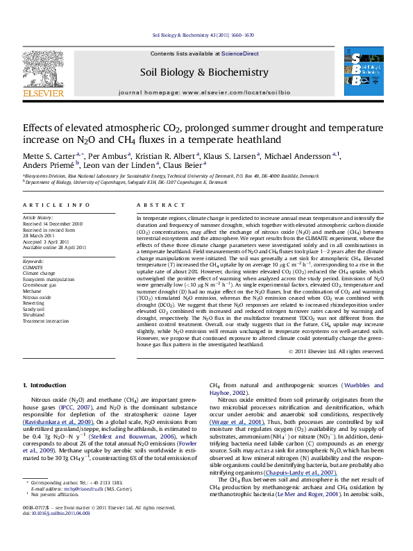(PDF) Effects of elevated atmospheric CO2, prolonged summer drought and ...