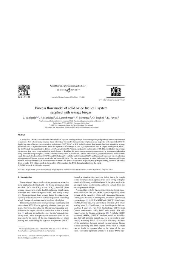 (PDF) Process flow model of solid oxide fuel cell system supplied with ...