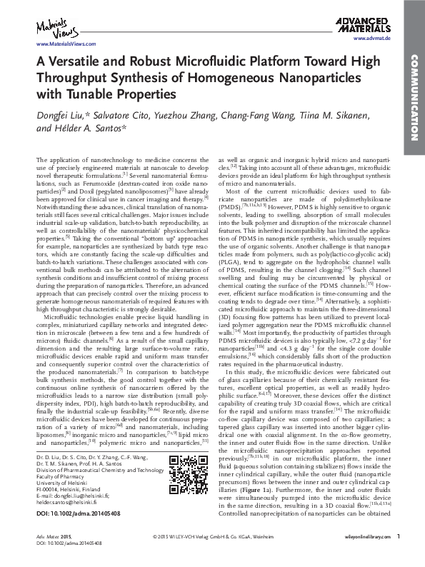 (PDF) A Versatile and Robust Microfluidic Platform Toward High ...