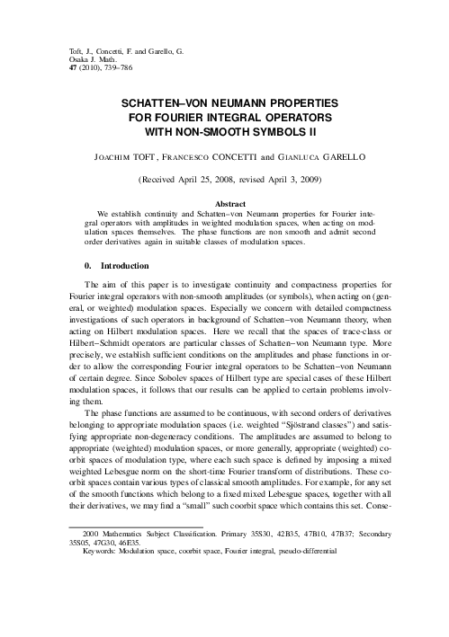 (PDF) Schatten--von Neumann properties for Fourier integral operators ...