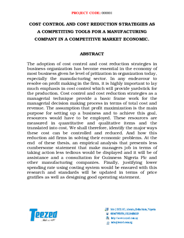  pdf project code 000001 cost control and cost reduction strategies