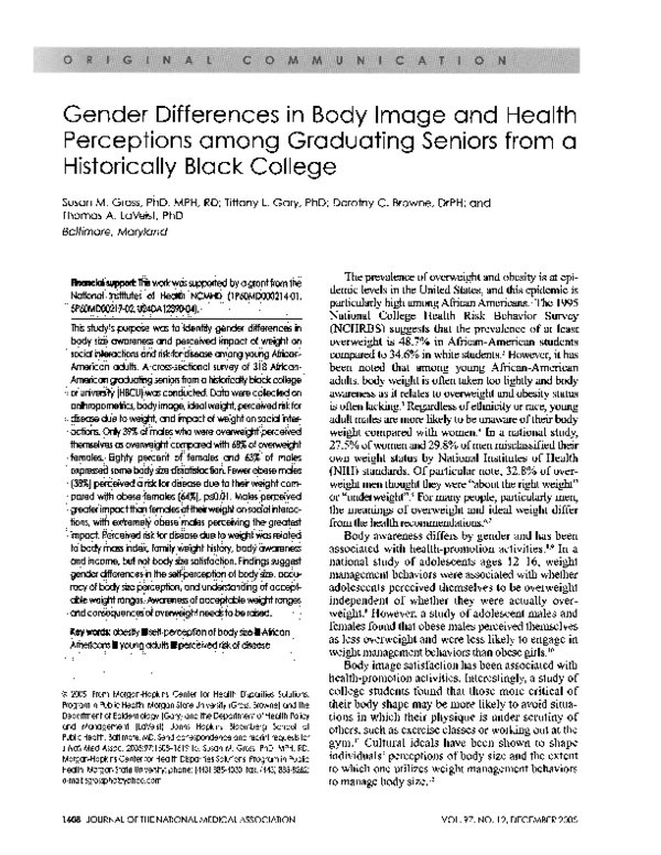 (PDF) Gender differences in body image and health perceptions among ...