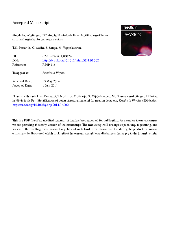 (PDF) Simulation of nitrogen diffusion in Ni vis-à-vis Fe ...