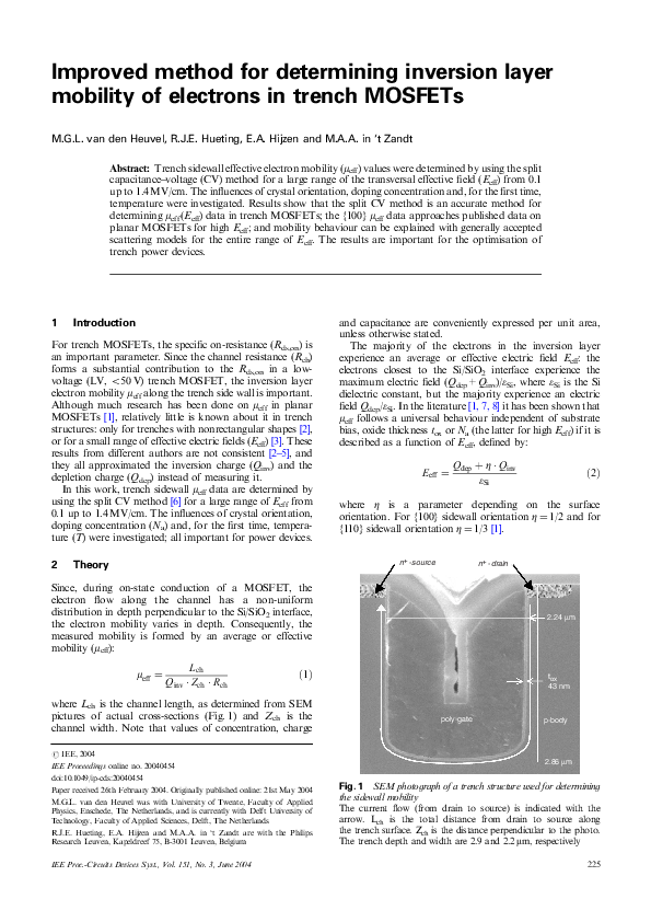 (PDF) Improved method for determining inversion layer mobility of ...