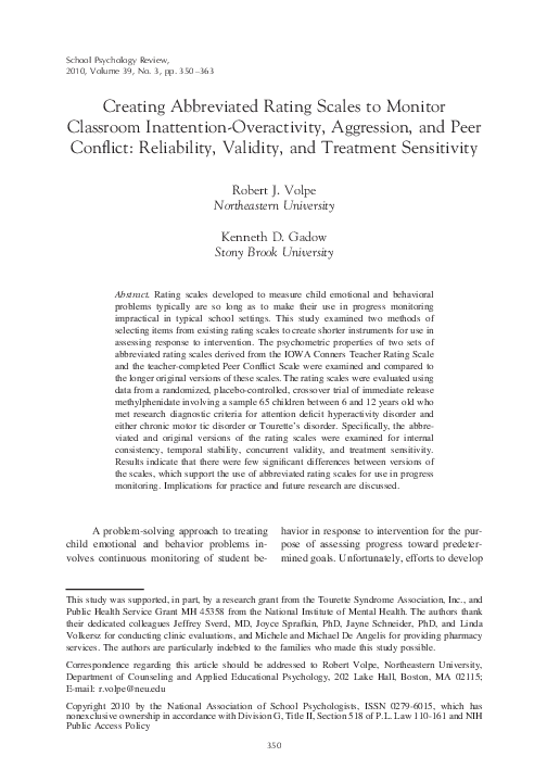 (PDF) Creating abbreviated rating scales to monitor classroom ...