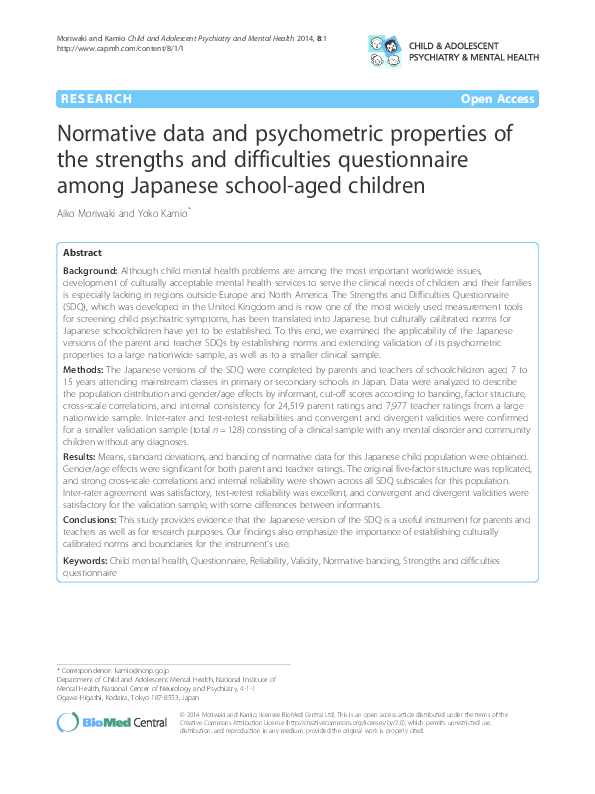(PDF) Normative data and psychometric properties of the strengths and ...