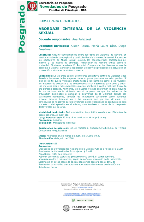 (PDF) Secretaría de Posgrado Novedades de Posgrado ABORDAJE INTEGRAL DE ...