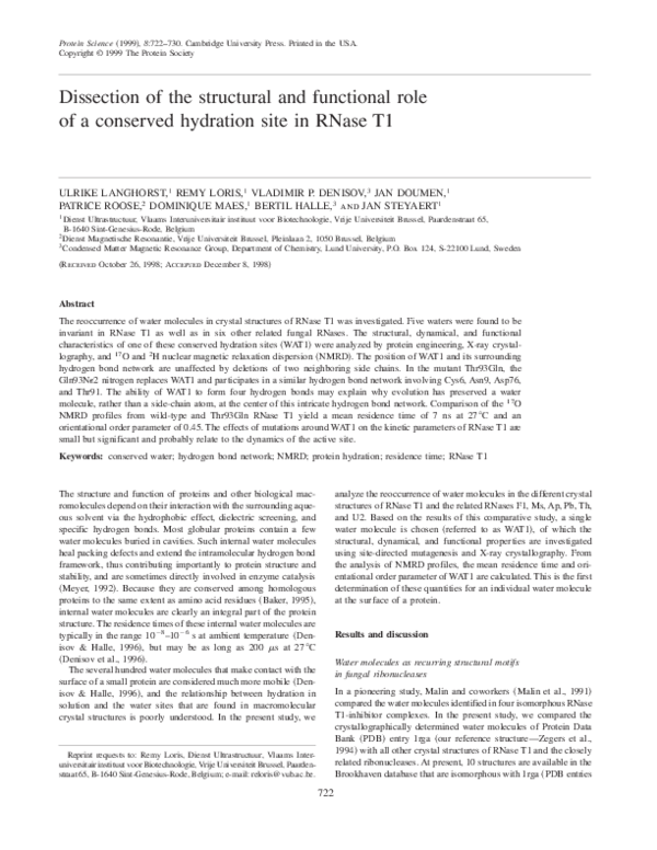 (PDF) Dissection of the structural and functional role of a conserved ...
