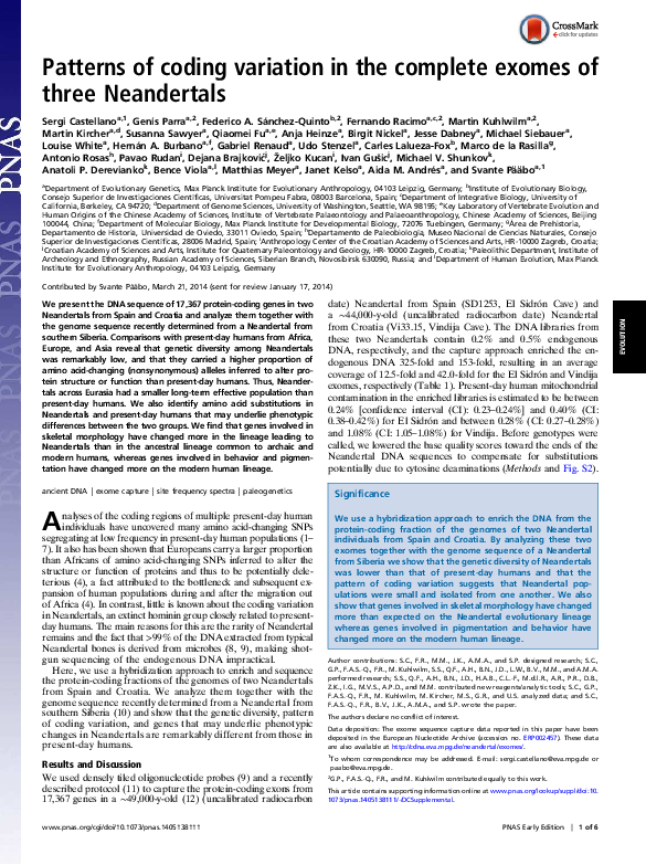(PDF) Patterns of coding variation in the complete exomes of three ...