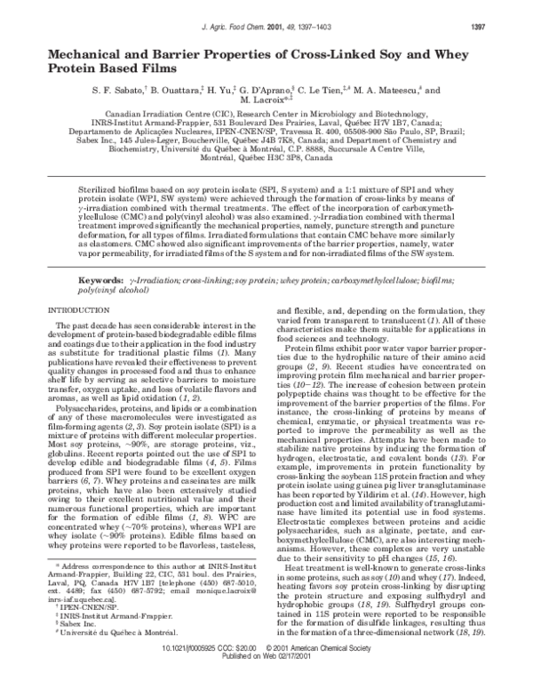 (PDF) Mechanical and Barrier Properties of Cross-Linked Soy and Whey ...