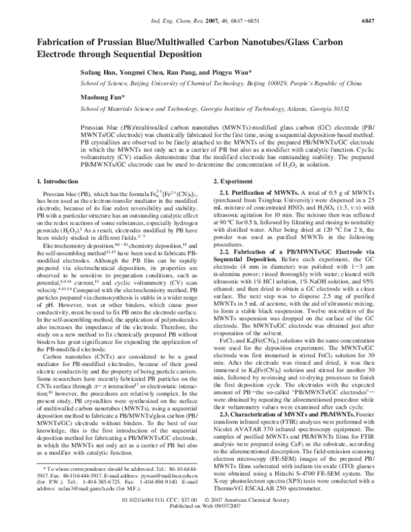 (PDF) Fabrication of Prussian blue/multiwalled carbon nanotubes/glass