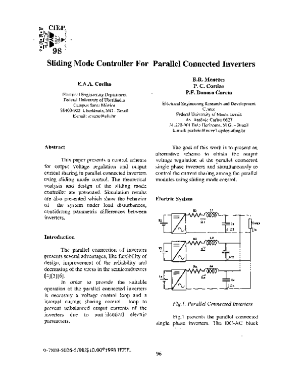 (PDF) Sliding mode controller for parallel connected inverters