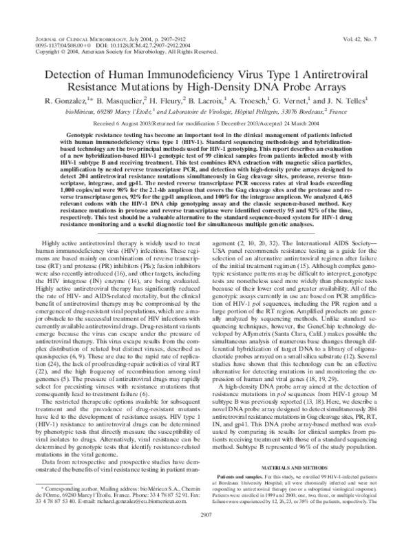 (PDF) Detection of human immunodeficiency virus type 1 by PCR before ...