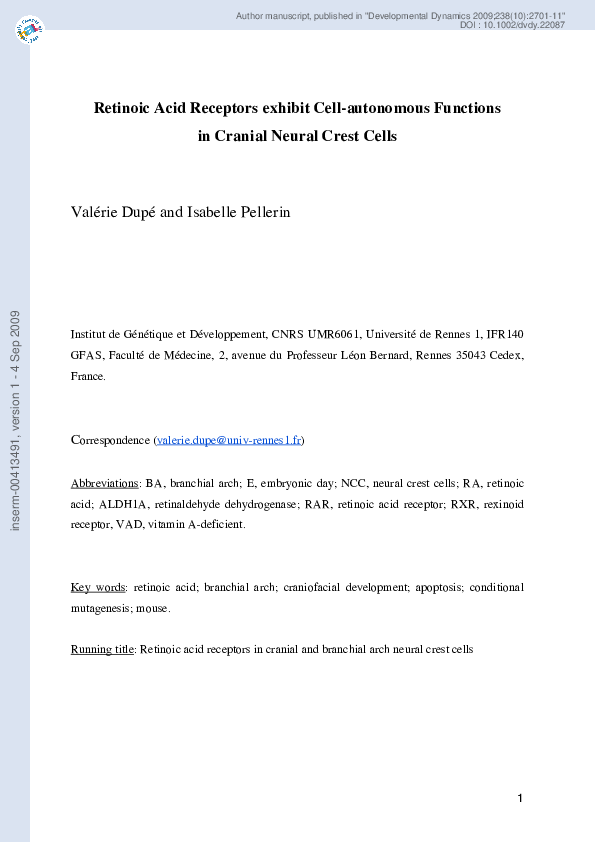 (PDF) Retinoic acid receptors exhibit cell-autonomous functions in ...