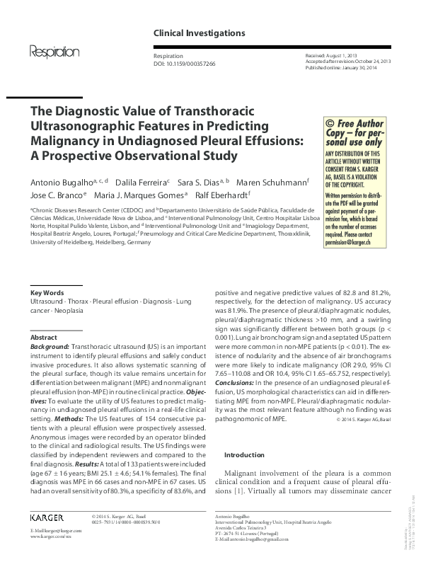 (PDF) The Diagnostic Value of Transthoracic Ultrasonographic Features ...