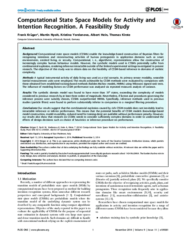 (PDF) Computational State Space Models for Activity and Intention ...