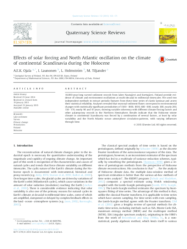 (PDF) Effects of solar forcing and North Atlantic oscillation on the ...