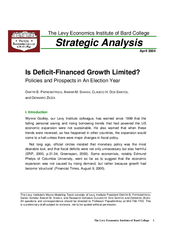(PDF) Is Deficit-Financed Growth Limited?