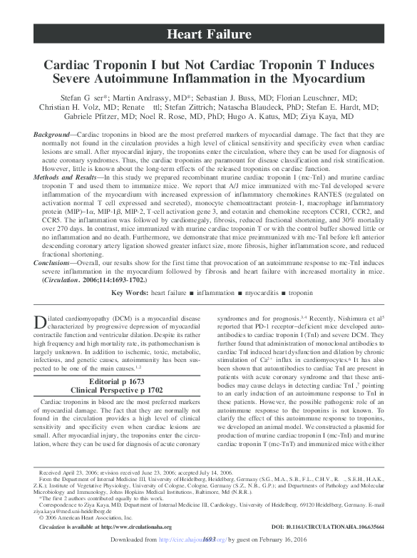 (PDF) Cardiac Troponin I but Not Cardiac Troponin T Induces Severe ...
