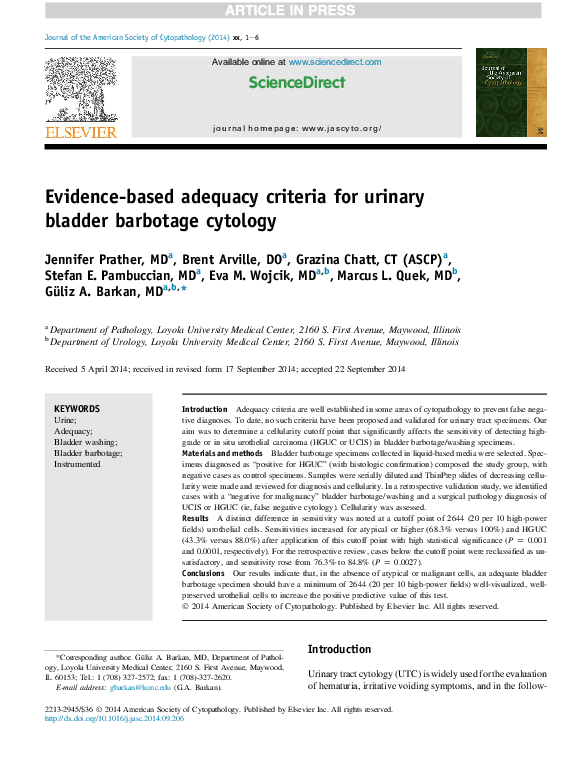 (PDF) Evidencebased adequacy criteria for urinary bladder barbotage