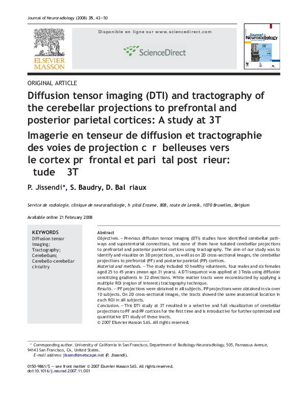(PDF) Diffusion tensor imaging (DTI) and tractography of the cerebellar ...