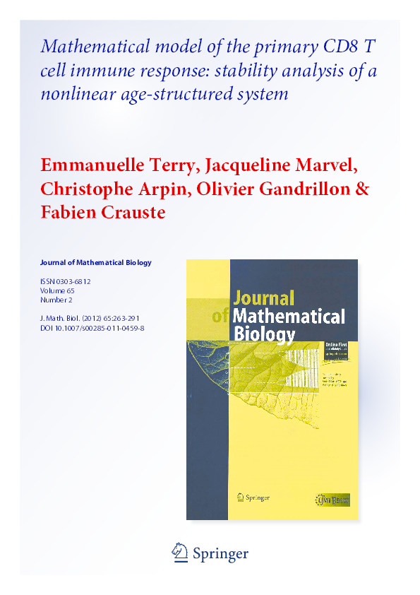 (PDF) Mathematical model of the primary CD8 T cell immune response ...
