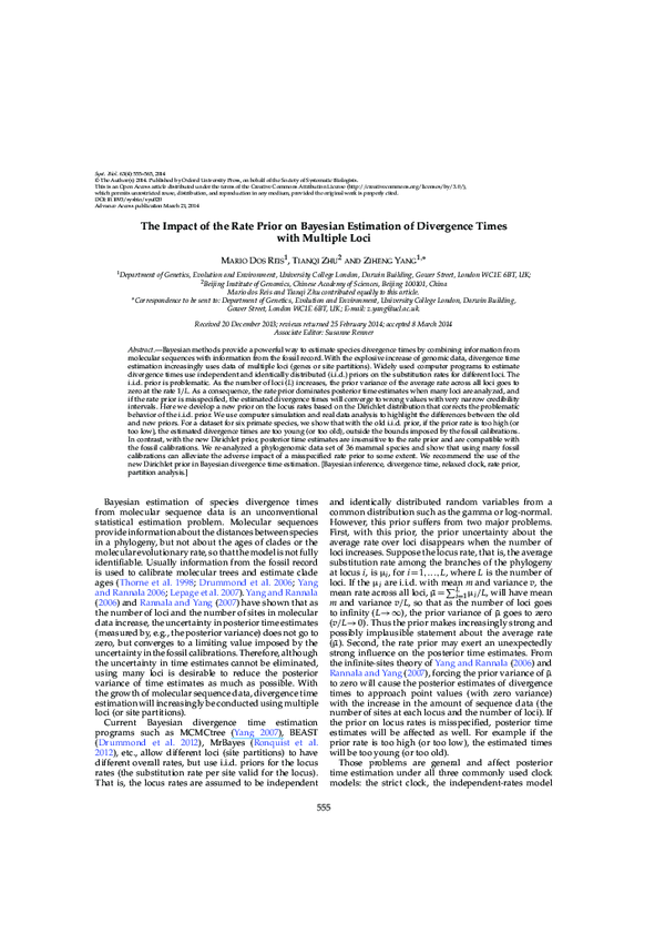 (PDF) The impact of the rate prior on Bayesian estimation of divergence ...