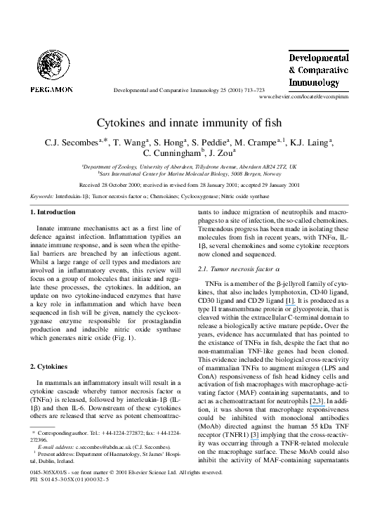 (PDF) Cytokines and innate immunity of fish