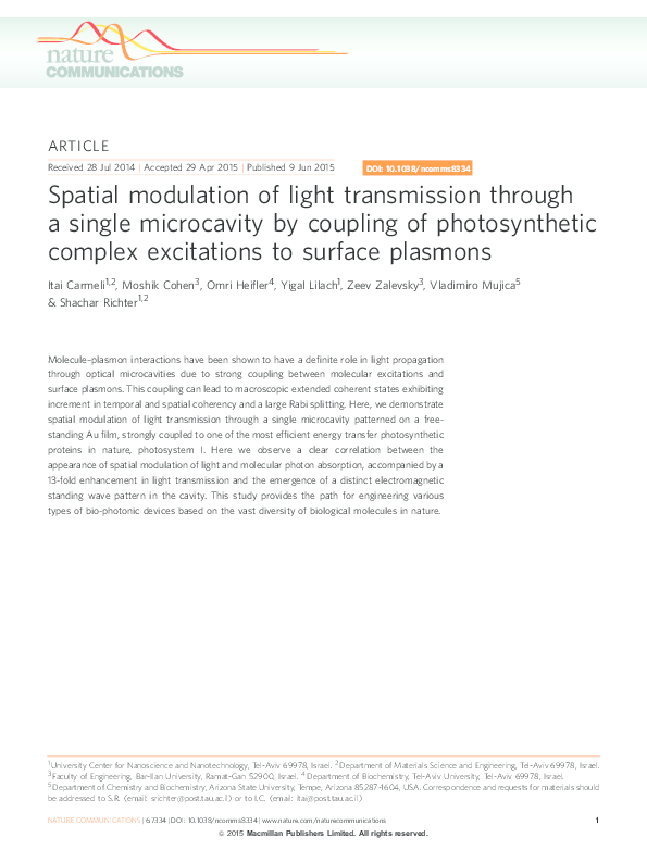 (PDF) Spatial modulation of light transmission through a single ...