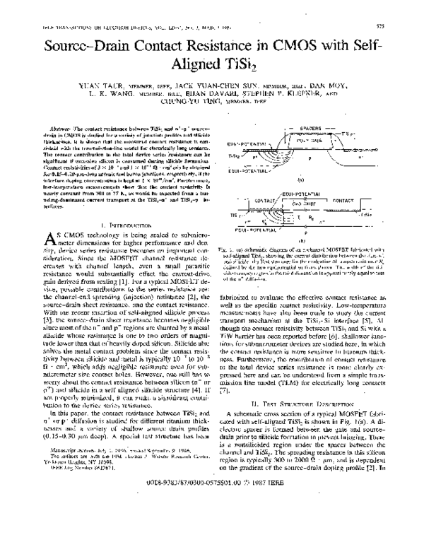 (PDF) Source—Drain contact resistance in CMOS with self-aligned TiSi 2