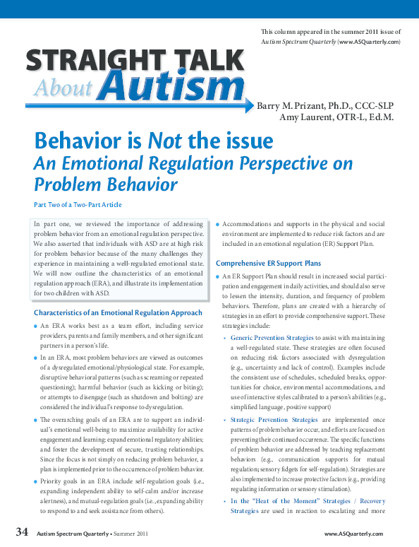 (PDF) Behavior is Not the issue An Emotional Regulation Perspective on ...