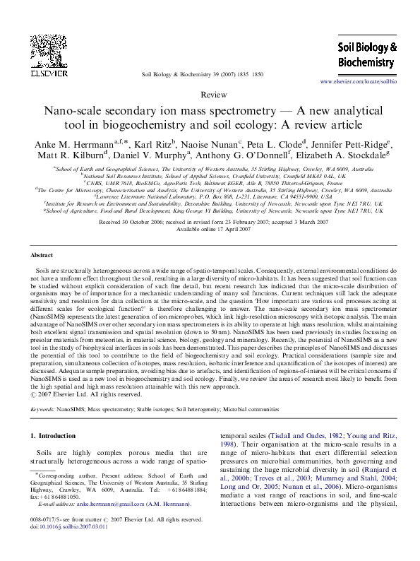 (PDF) Nano-scale secondary ion mass spectrometry—A new analytical tool ...