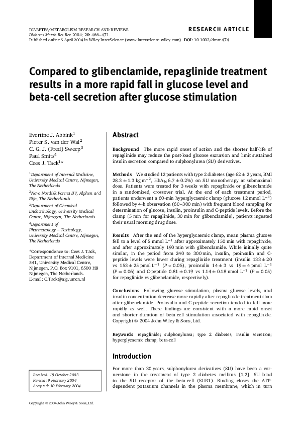 Image showcasing (PDF) Compared to glibenclamide, repaglinide treatment results in a ...