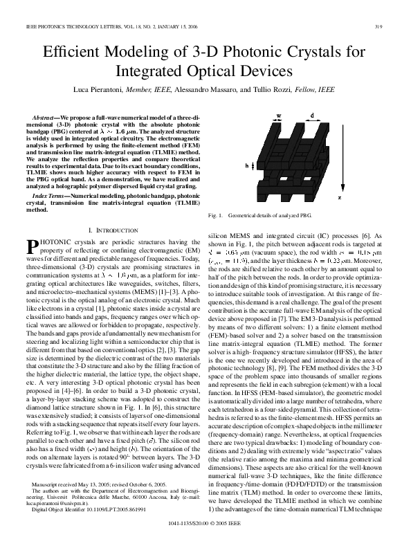 (PDF) Efficient modeling of 3-D photonic crystals for integrated ...
