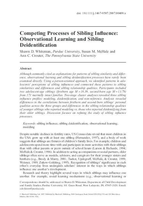 (PDF) Competing Processes of Sibling Influence: Observational Learning ...