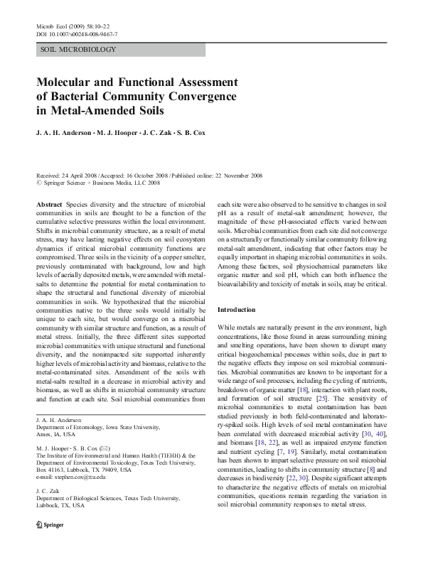 (PDF) Molecular and Functional Assessment of Bacterial Community ...