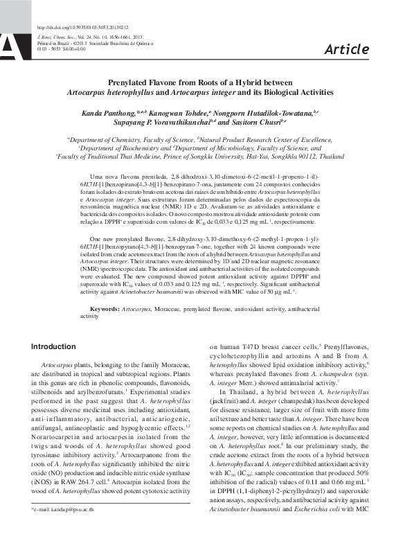 (PDF) Prenylated Flavone from Roots of a Hybrid between Artocarpus ...