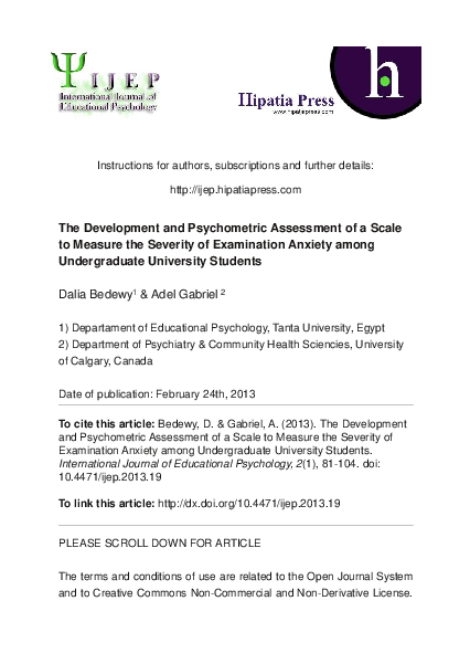 (PDF) The Development and Psychometric Assessment of a Scale to Measure ...