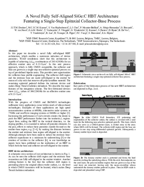 (PDF) A Novel Fully Self-Aligned SiGe:C HBT Architecture Featuring a ...