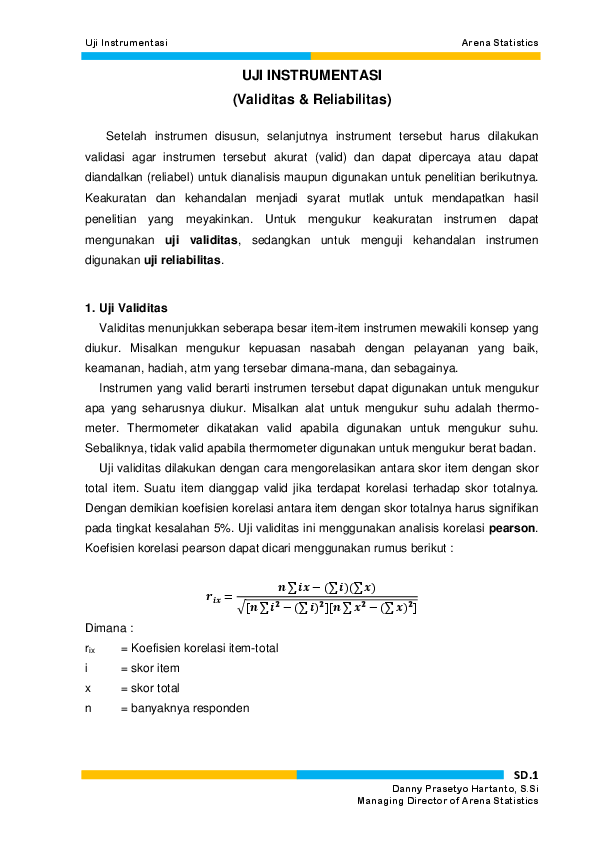 Uji Validitas Dan Reliabilitas Dengan Spss Research Papers Academia Edu