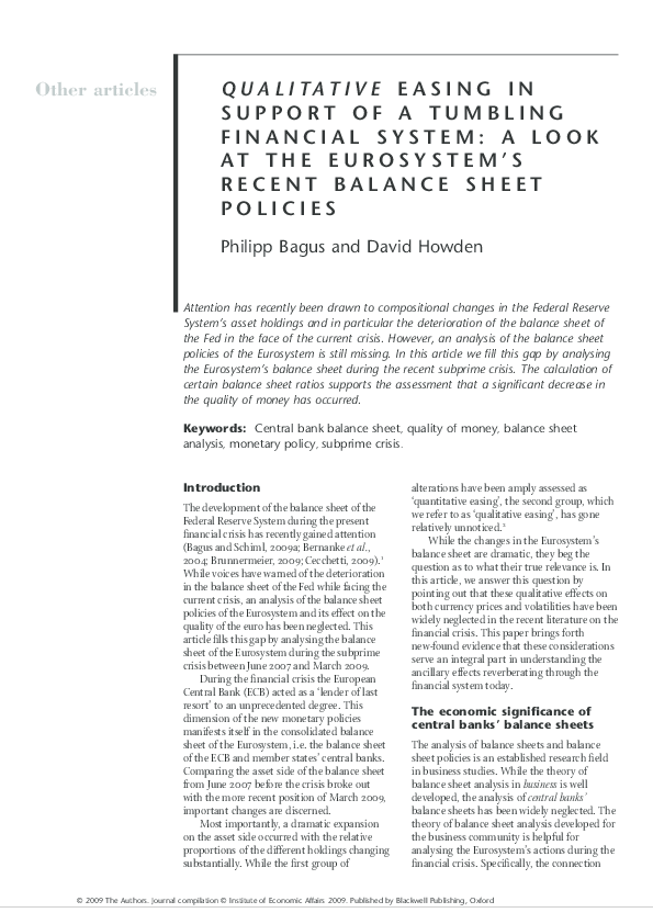 (PDF) Qualitative Easing in Support of a Tumbling Financial System: A ...